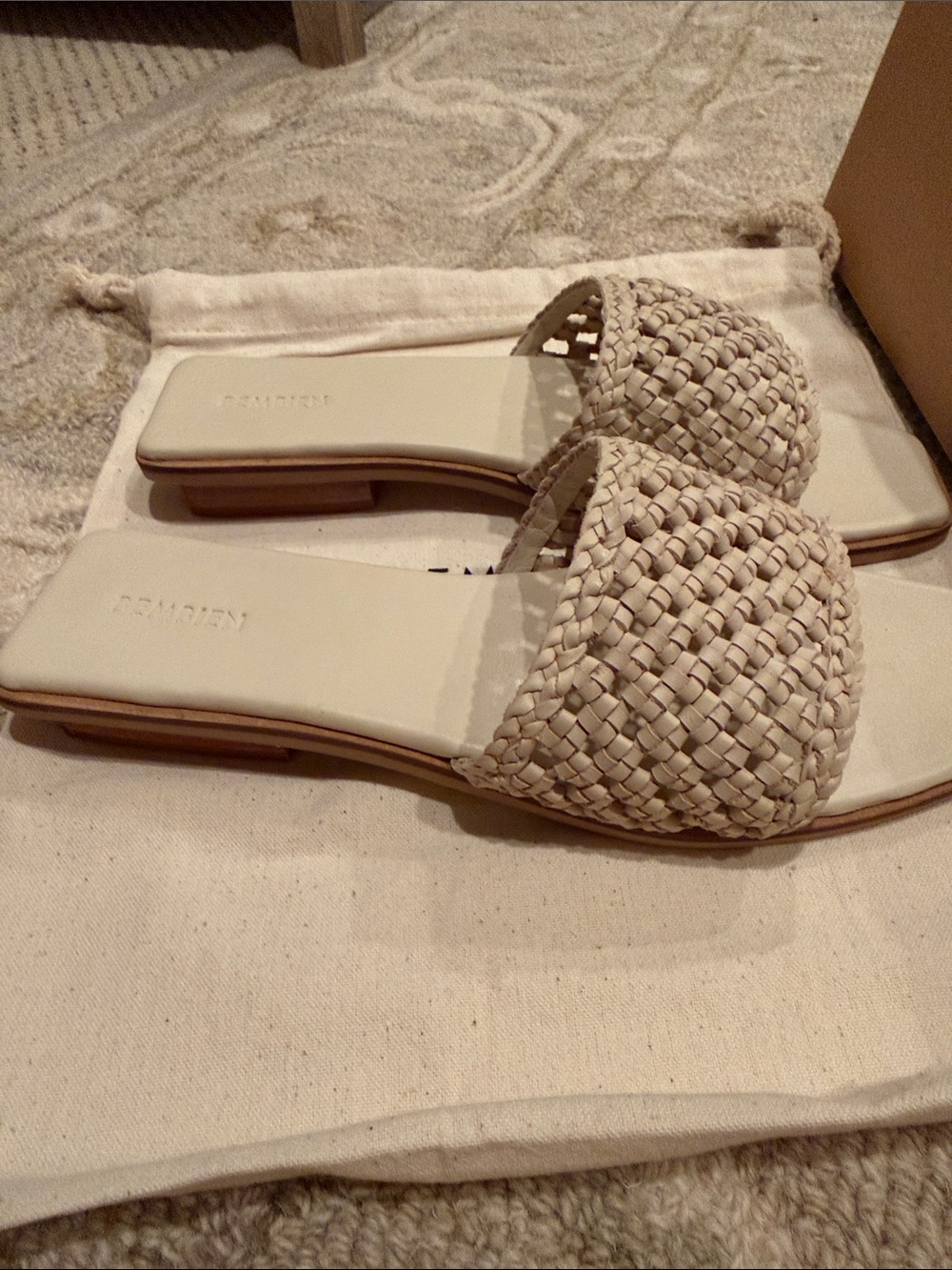 Bembien Beige Woven Slide Sandals Size 39